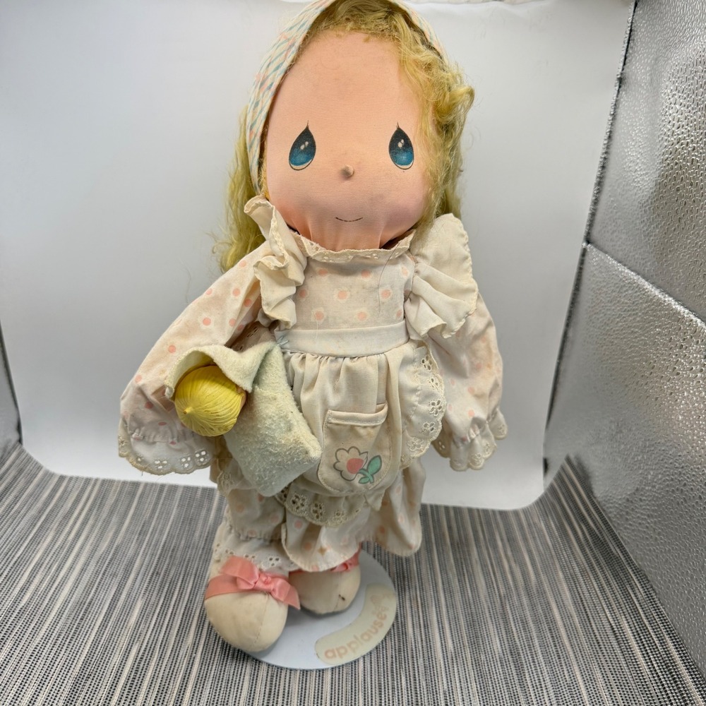 Vintage 1985 Precious Moments Molly Moms Day Doll 12" Applause Stuffed Toy Stand